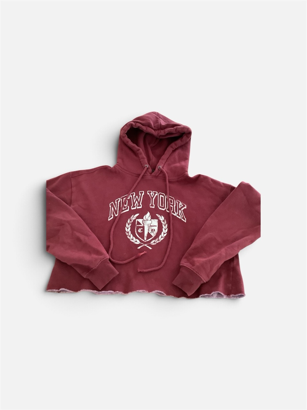 Wild fable New York Cropped Hoodie Sweatshirt - Burgundy